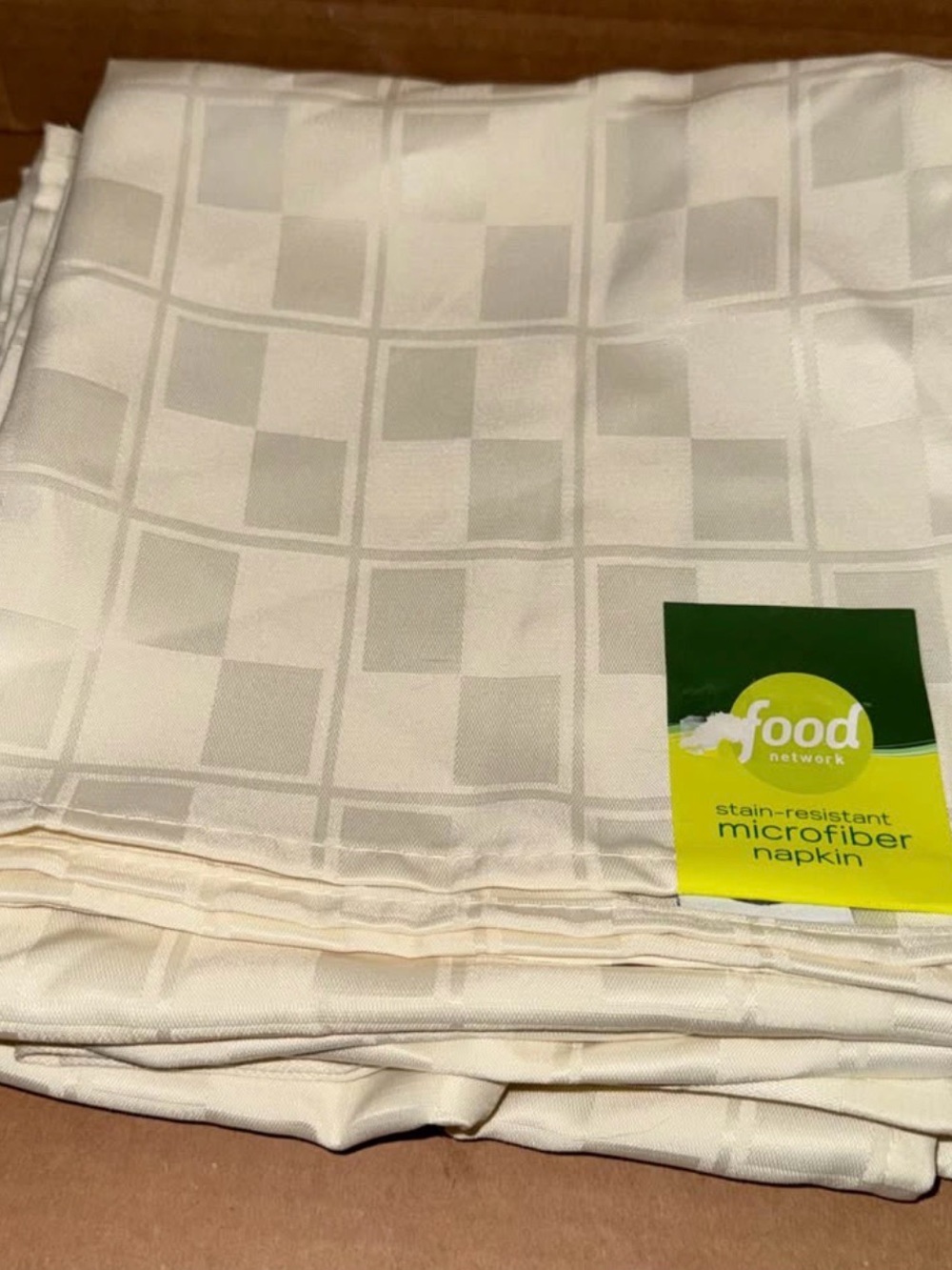 Food Network Cream Check Microfiber Napkins set of 8